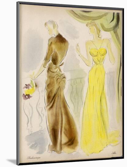 Evening Gowns by Balenciaga and Alix-null-Mounted Art Print