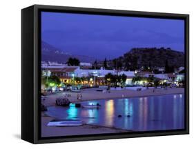 Evening Harbor View, Stoupa, Messina, Peloponnese, Greece-Walter Bibikow-Framed Stretched Canvas