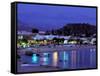 Evening Harbor View, Stoupa, Messina, Peloponnese, Greece-Walter Bibikow-Framed Stretched Canvas