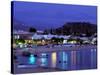 Evening Harbor View, Stoupa, Messina, Peloponnese, Greece-Walter Bibikow-Stretched Canvas