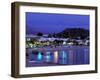 Evening Harbor View, Stoupa, Messina, Peloponnese, Greece-Walter Bibikow-Framed Premium Photographic Print