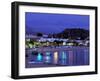 Evening Harbor View, Stoupa, Messina, Peloponnese, Greece-Walter Bibikow-Framed Premium Photographic Print