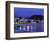 Evening Harbor View, Stoupa, Messina, Peloponnese, Greece-Walter Bibikow-Framed Photographic Print