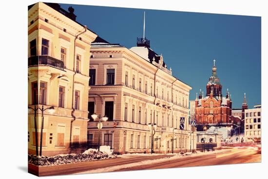 Evening in Helsinki - View from Market Square-benkrut-Stretched Canvas