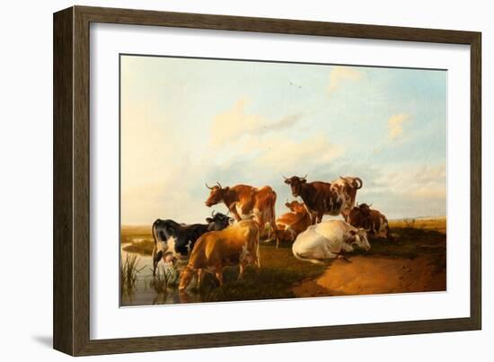 Evening in the Meadows, 1871-Thomas Sidney Cooper-Framed Giclee Print