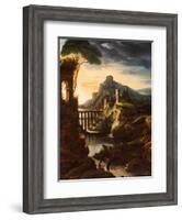 Evening: Landscape with an Aqueduct, 1818-Theodore Gericault-Framed Giclee Print