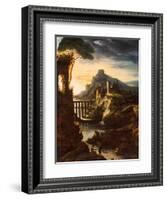 Evening: Landscape with an Aqueduct, 1818-Theodore Gericault-Framed Giclee Print