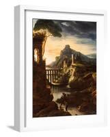 Evening: Landscape with an Aqueduct, 1818-Theodore Gericault-Framed Giclee Print