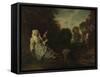 Evening Landscape with Spinner, Ca 1715-Jean Antoine Watteau-Framed Stretched Canvas