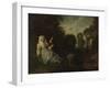 Evening Landscape with Spinner, Ca 1715-Jean Antoine Watteau-Framed Giclee Print