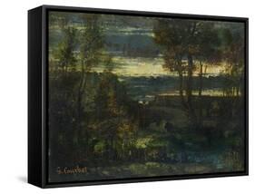 Evening Landscape-Gustave Courbet-Framed Stretched Canvas