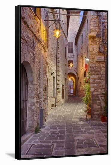 Evening Light Along a Back Alley of Assisi-Terry Eggers-Framed Stretched Canvas