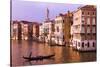 Evening light and gondola on the Grand Canal, Venice, Veneto, Italy-Russ Bishop-Stretched Canvas