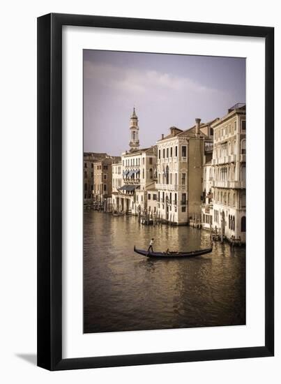 Evening light and gondola on the Grand Canal, Venice, Veneto, Italy-Russ Bishop-Framed Photographic Print