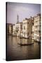 Evening light and gondola on the Grand Canal, Venice, Veneto, Italy-Russ Bishop-Stretched Canvas