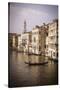 Evening light and gondola on the Grand Canal, Venice, Veneto, Italy-Russ Bishop-Stretched Canvas