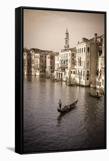 Evening light and gondolas on the Grand Canal, Venice, Veneto, Italy-Russ Bishop-Framed Stretched Canvas