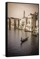 Evening light and gondolas on the Grand Canal, Venice, Veneto, Italy-Russ Bishop-Framed Stretched Canvas