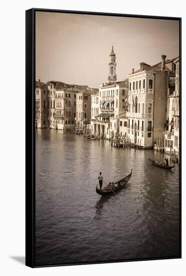 Evening light and gondolas on the Grand Canal, Venice, Veneto, Italy-Russ Bishop-Framed Stretched Canvas