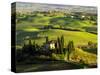 Evening Light at the Belvedere House Surrounded by Winter Wheat in Southern Tuscany-Terry Eggers-Stretched Canvas