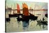 Evening Light at the Port of Camaret-Charles Cottet-Stretched Canvas