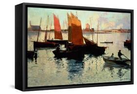 Evening Light at the Port of Camaret-Charles Cottet-Framed Stretched Canvas