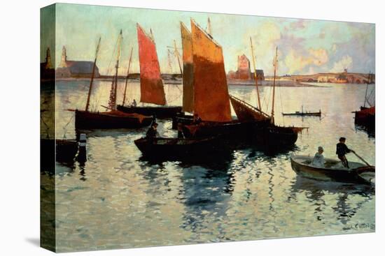 Evening Light at the Port of Camaret-Charles Cottet-Stretched Canvas