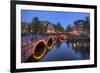 Evening Light Old Buildings and Bridge Along the Many Canals of Amsterdam, Netherlands-Darrell Gulin-Framed Photographic Print