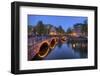 Evening Light Old Buildings and Bridge Along the Many Canals of Amsterdam, Netherlands-Darrell Gulin-Framed Photographic Print