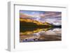 Evening light on Maligne Lake and Sampson Peak, Jasper National Park, Alberta, Canada.-Russ Bishop-Framed Photographic Print