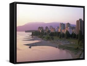 Evening Light on Sunset Beach Park in English Bay, British Columbia, Canada-Pearl Bucknell-Framed Stretched Canvas