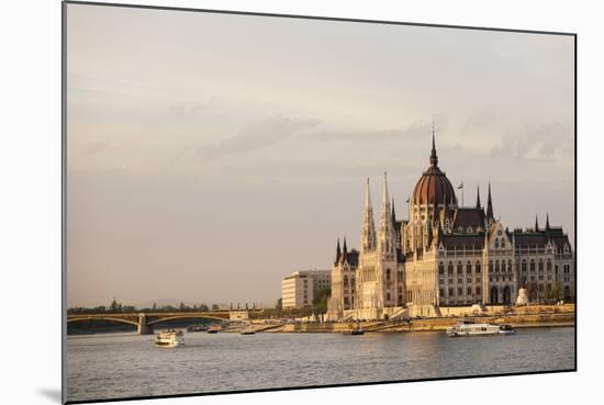 Evening Light on the Hungarian Parliament Building and Danube River, Budapest, Hungary, Europe-Ben Pipe-Mounted Photographic Print