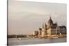 Evening Light on the Hungarian Parliament Building and Danube River, Budapest, Hungary, Europe-Ben Pipe-Stretched Canvas