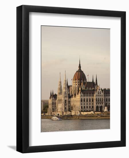 Evening Light on the Hungarian Parliament Building and Danube River, Budapest, Hungary, Europe-Ben Pipe-Framed Premium Photographic Print