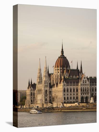 Evening Light on the Hungarian Parliament Building and Danube River, Budapest, Hungary, Europe-Ben Pipe-Stretched Canvas