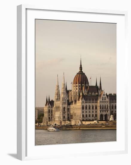 Evening Light on the Hungarian Parliament Building and Danube River, Budapest, Hungary, Europe-Ben Pipe-Framed Photographic Print