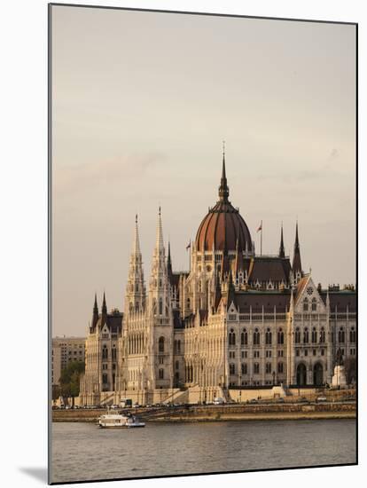 Evening Light on the Hungarian Parliament Building and Danube River, Budapest, Hungary, Europe-Ben Pipe-Mounted Photographic Print