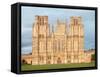 Evening light on the West Front, Wells Cathedral, Wells, Somerset, England, United Kingdom, Europe-Jean Brooks-Framed Stretched Canvas