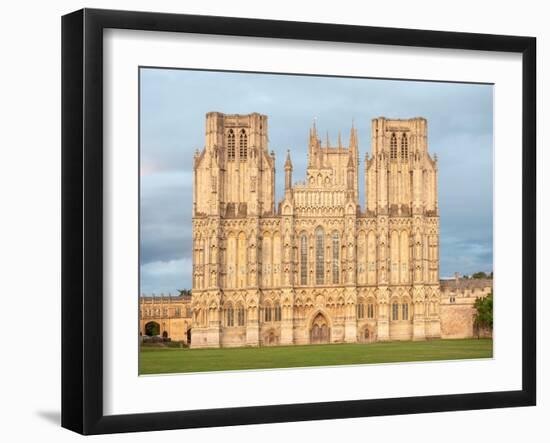 Evening light on the West Front, Wells Cathedral, Wells, Somerset, England, United Kingdom, Europe-Jean Brooks-Framed Photographic Print