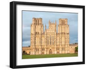 Evening light on the West Front, Wells Cathedral, Wells, Somerset, England, United Kingdom, Europe-Jean Brooks-Framed Photographic Print