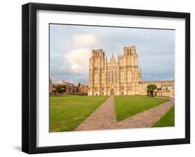 Evening light on the West Front, Wells Cathedral, Wells, Somerset, England, United Kingdom, Europe-Jean Brooks-Framed Photographic Print