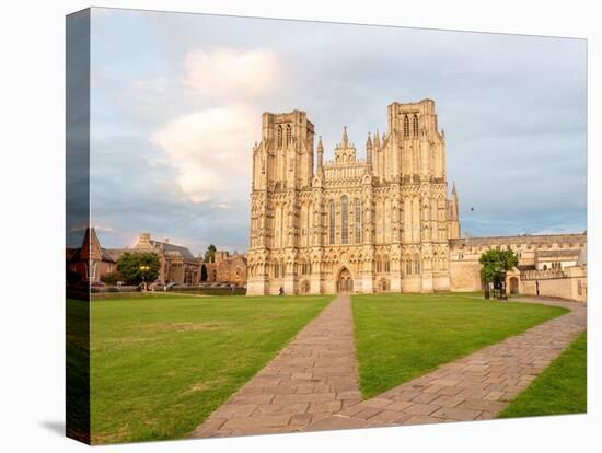 Evening light on the West Front, Wells Cathedral, Wells, Somerset, England, United Kingdom, Europe-Jean Brooks-Stretched Canvas