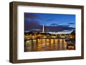 Evening lights reflected in Seine River and Pont Alexandre III bridge, Paris, France.-Darrell Gulin-Framed Photographic Print