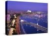 Evening Lights, with Boats in the Marina and Palma Cathedral across the Bay, Majorca-null-Stretched Canvas