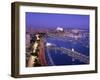 Evening Lights, with Boats in the Marina and Palma Cathedral across the Bay, Majorca-null-Framed Photographic Print