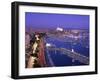 Evening Lights, with Boats in the Marina and Palma Cathedral across the Bay, Majorca-null-Framed Photographic Print