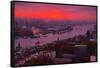Evening Mood in the Hamburg Harbour-Thomas Ebelt-Framed Stretched Canvas