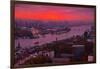 Evening Mood in the Hamburg Harbour-Thomas Ebelt-Framed Premium Photographic Print