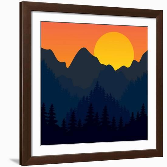 Evening Mountains Forest-Zolotnyk Mariana-Framed Art Print