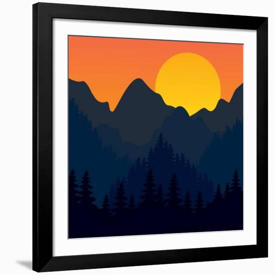 Evening Mountains Forest-Zolotnyk Mariana-Framed Art Print